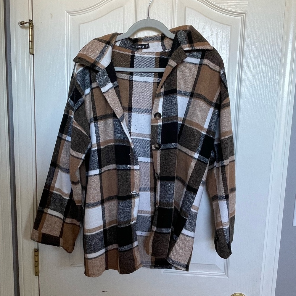 Zaful brown plaid top!!